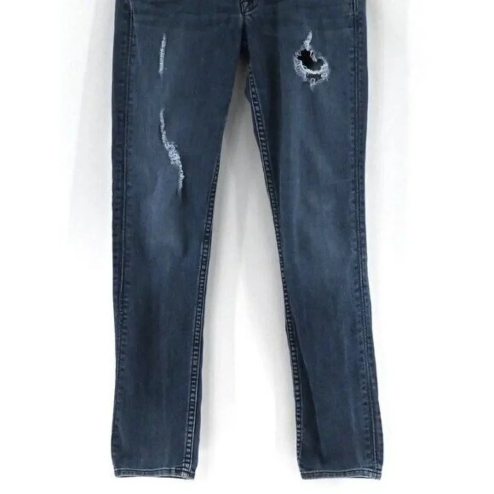 HUDSON Collin Flap Skinny Ankle Ripped Jeans Medium Wash Distressed Womens Sz 25 - Picture 4 of 8